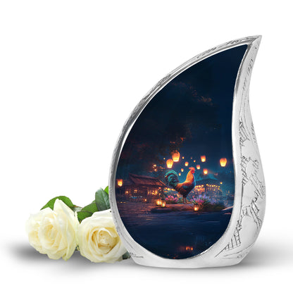 Personalized Hen Cremation Urns - Wondrous Blue 10-inch, 200 cu in - Yatskia