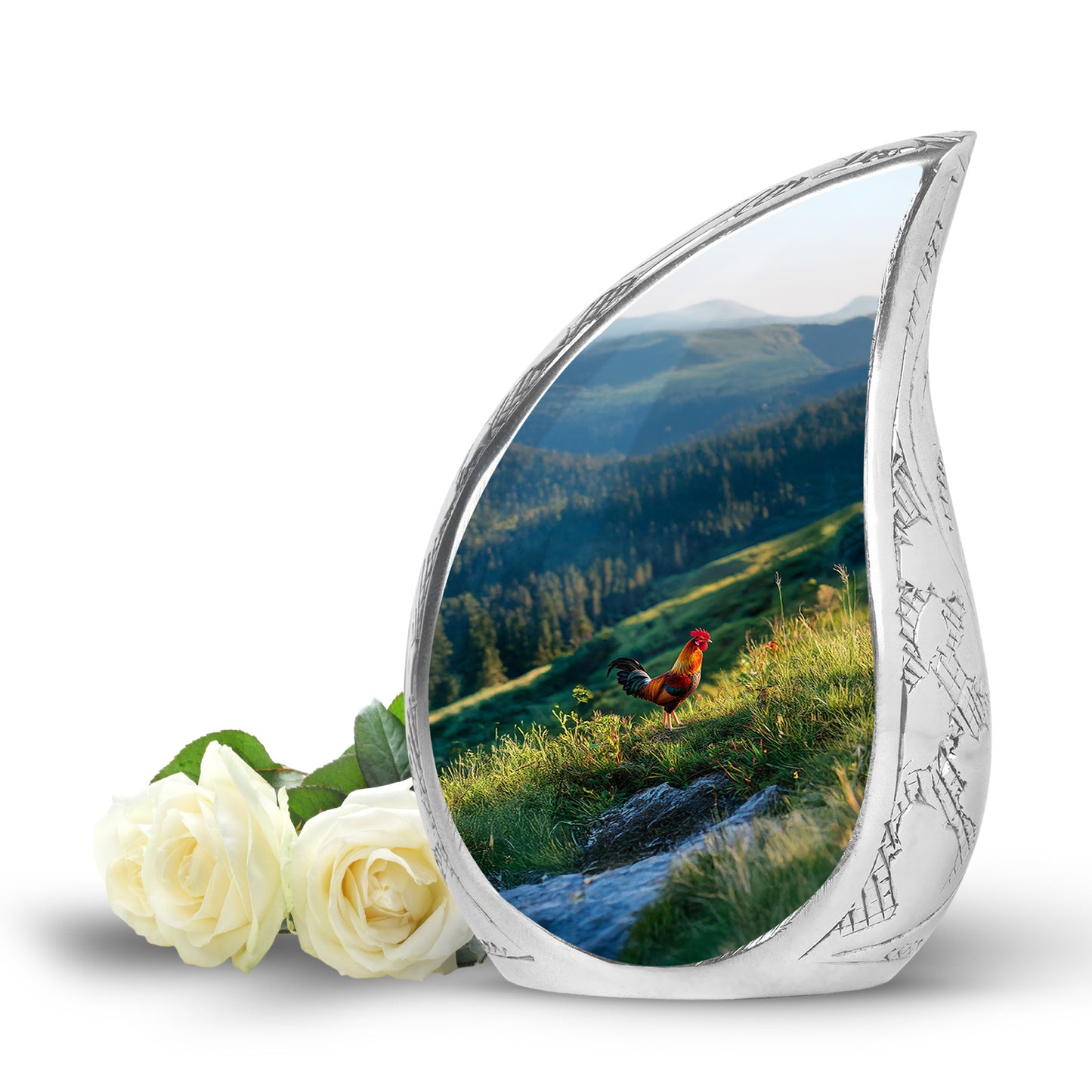 Personalized Blue Heavenly Hen Cremation Urns for Human Ashes - 10-inch, 200 cu in - Yatskia