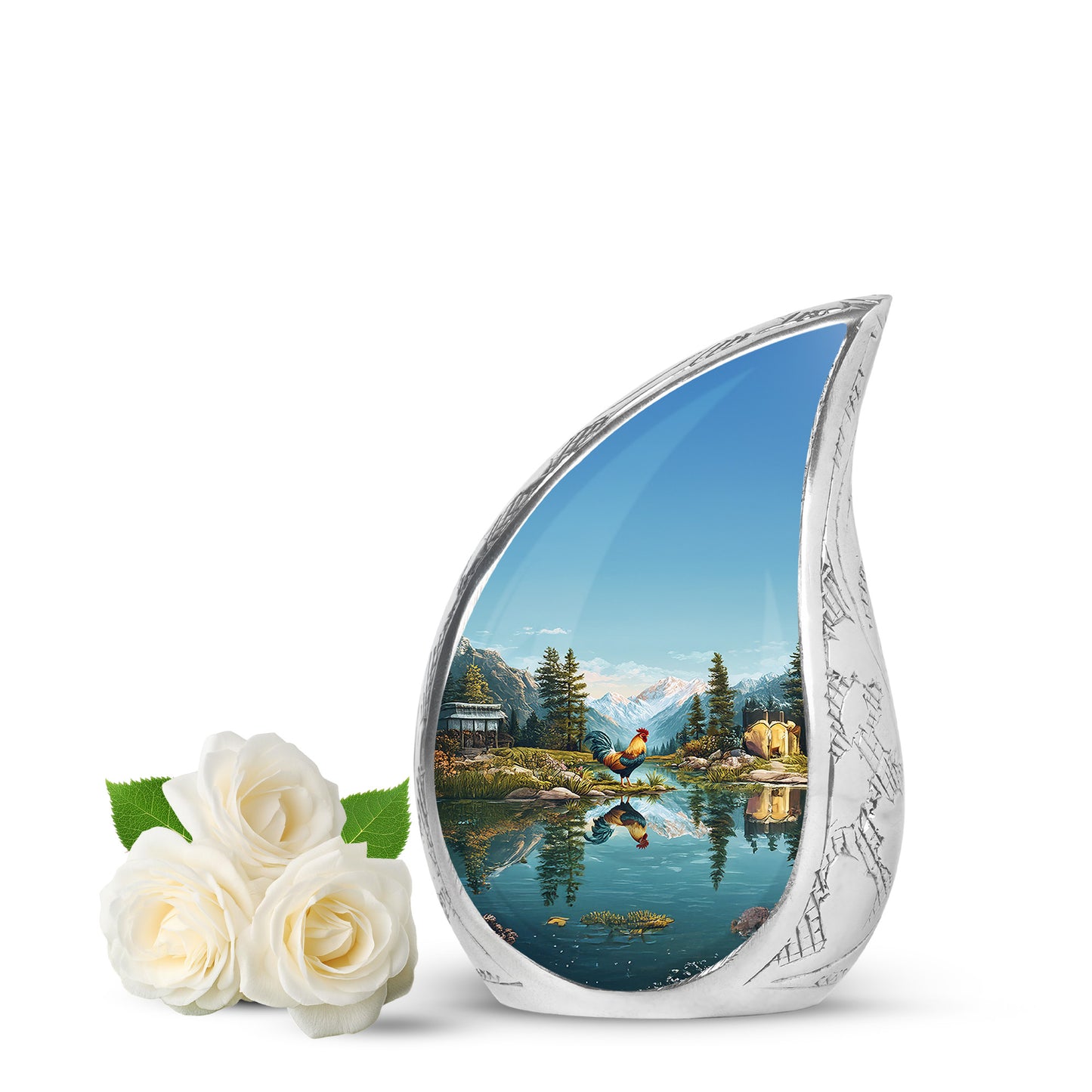 Personalized Eternal Hen Cremation Urns - Teal 10-inch, 200 cu in - Yatskia