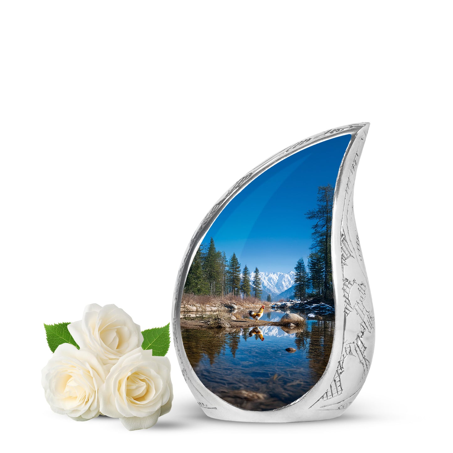 Personalized Blue Revered Hen Cremation Urns for Human Ashes - 10-inch, 200 cu in - Yatskia