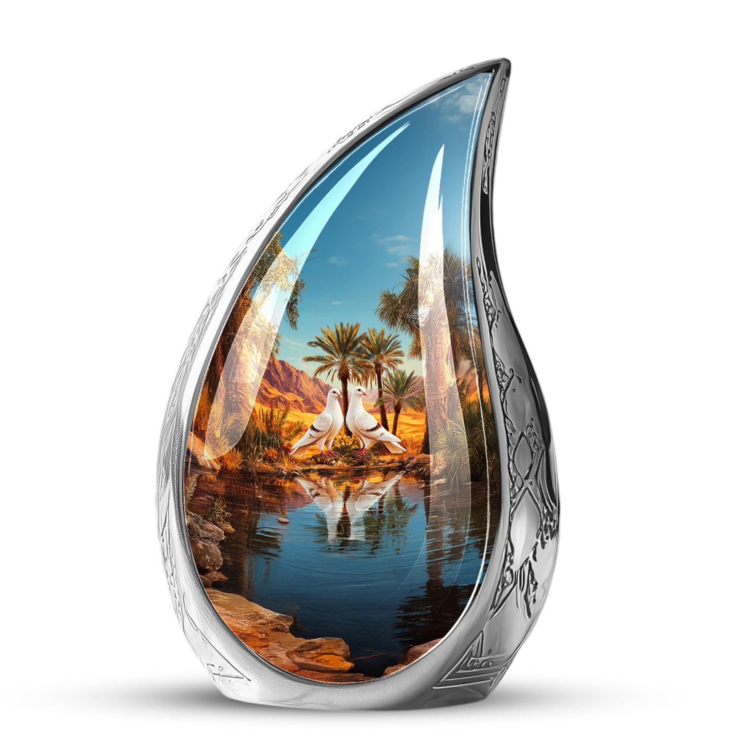 Teal Stately Dove Cremation Urns for Human Ashes - 10-inch, 200 cu in - Yatskia