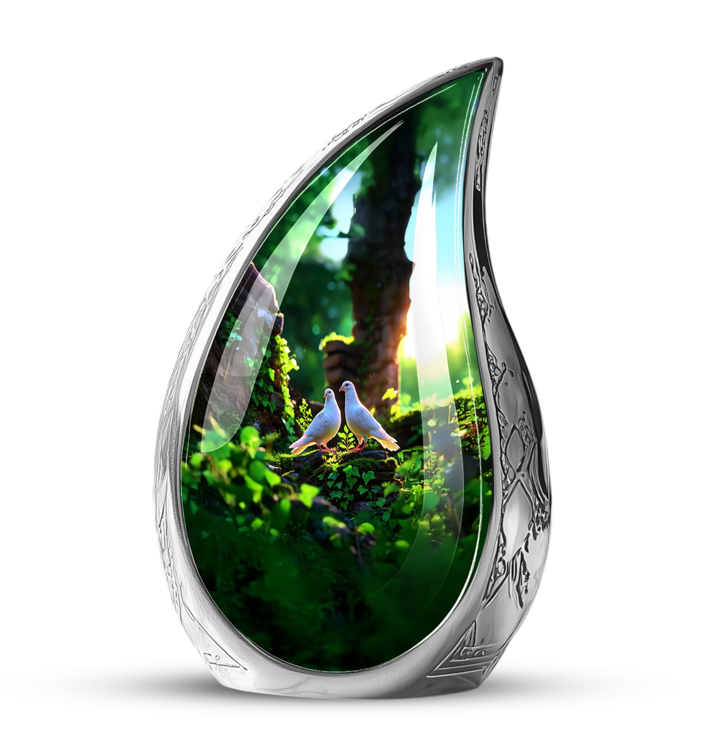 Personalized Green Dove Cremation Urns for Ashes - Majestic 10-inch - Yatskia