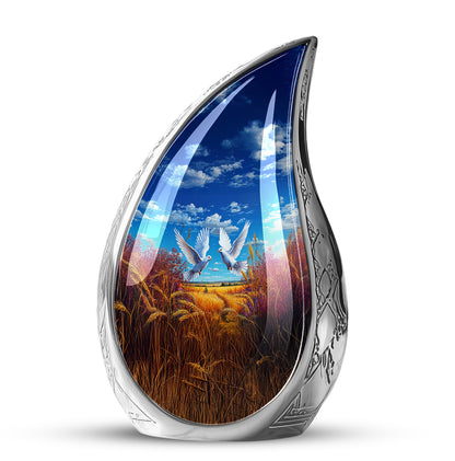 Personalized Eternal Dove Cremation Urns - Blue 10-inch, 200 cu in - Yatskia