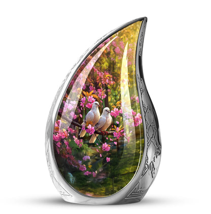 Black Dove Reflection Cremation Urns for Human Ashes - 10-inch, 200 cu in - Yatskia