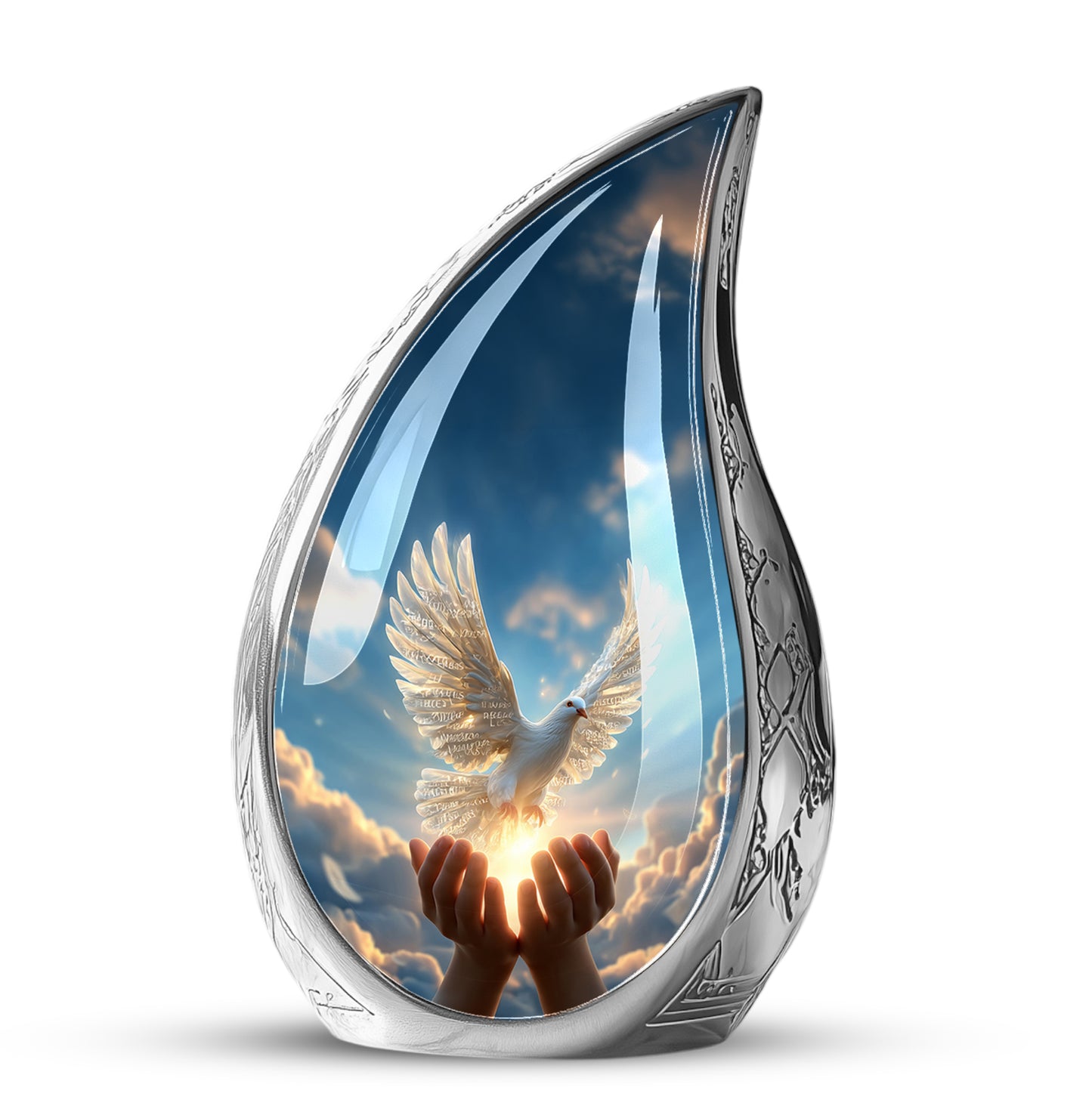 Personalized Dove Cremation Urns - Pristine Blue 10-inch, 200 cu in - Yatskia