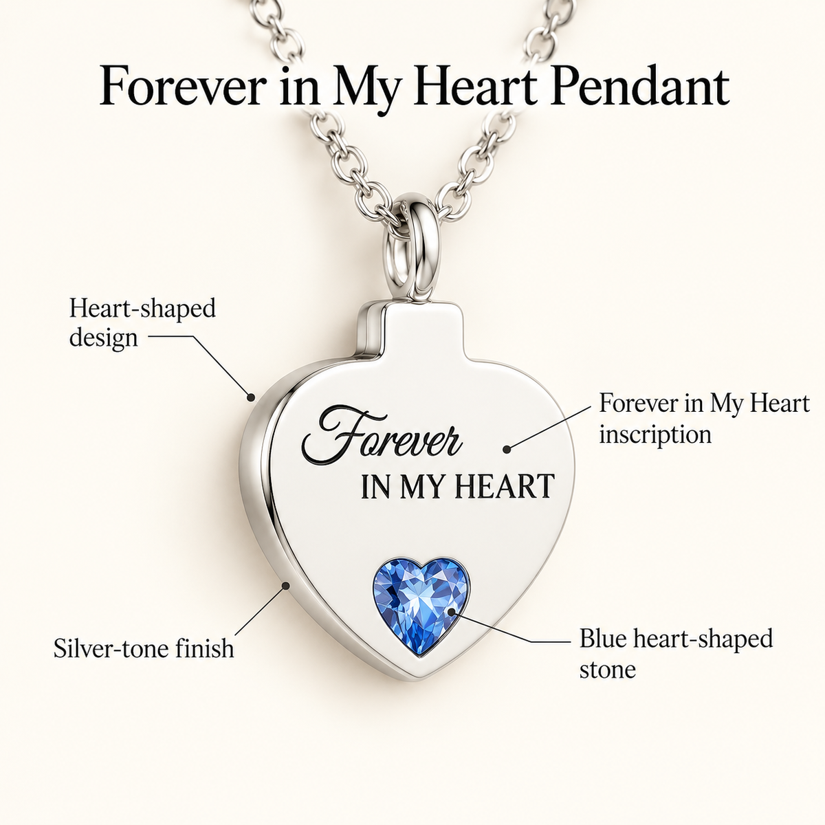 Forever in My Heart Memorial Pendant Necklace