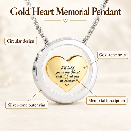 Silver-Tone Urn Pendant with Golden Heart | Memorial Necklace