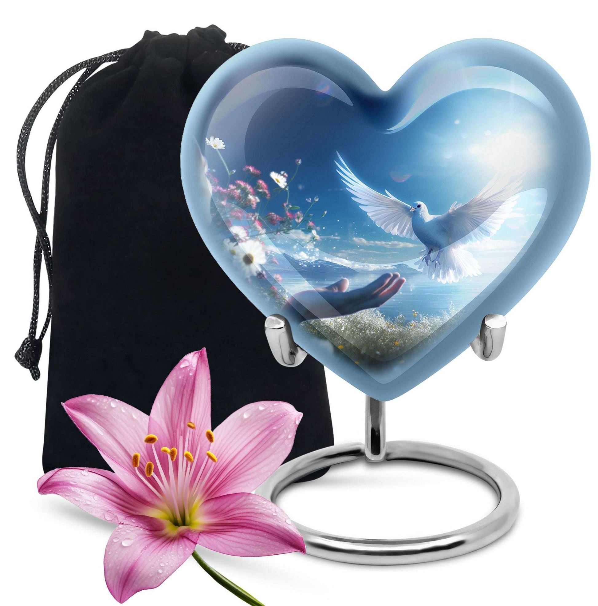 Dove Funeral Urn For Human Ashes - Blue Memorial Keepsakes For Ashes
