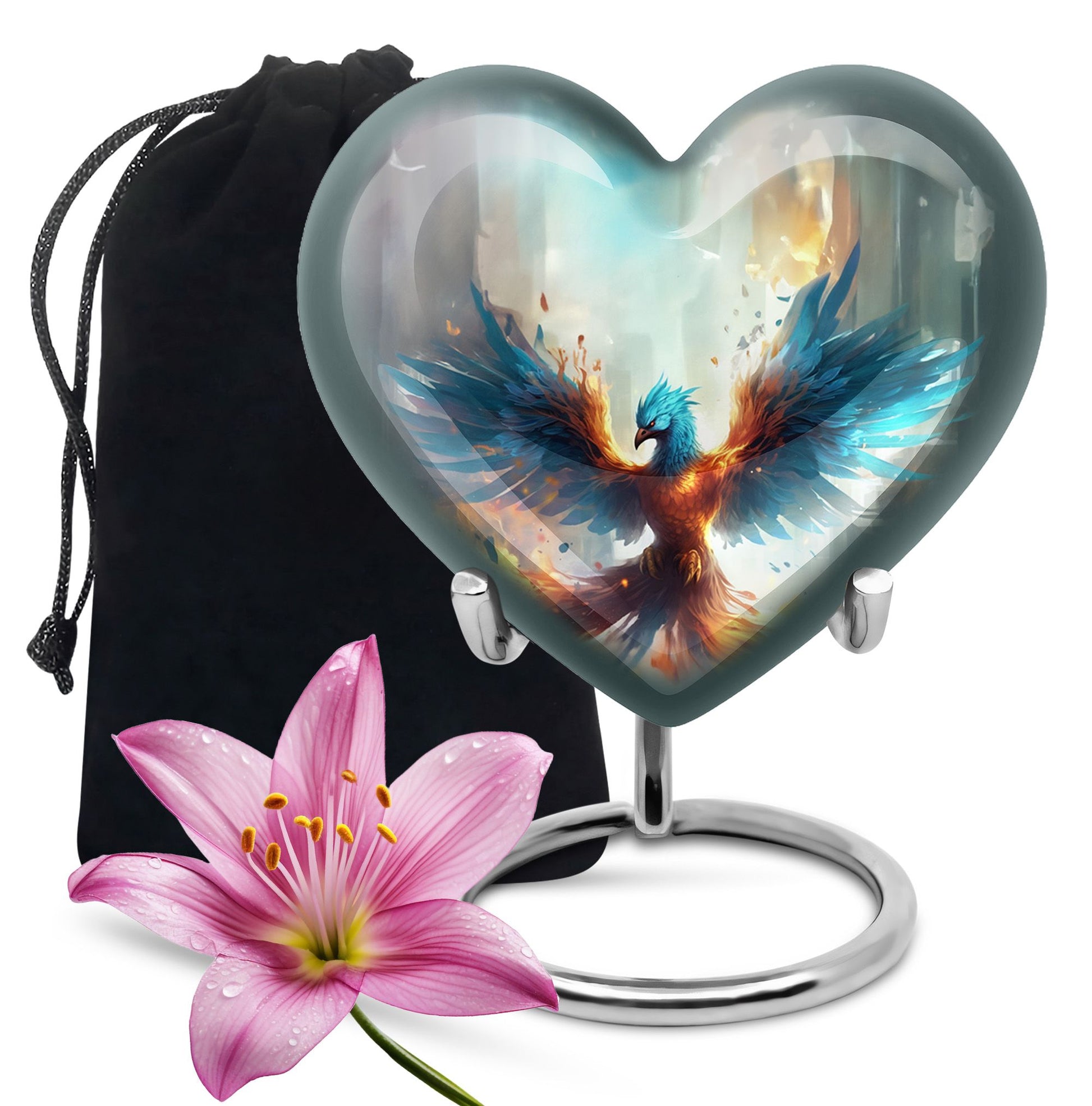 Elegant Phoenix Metal Cremation Urn for Human Ashes - Urn for Men