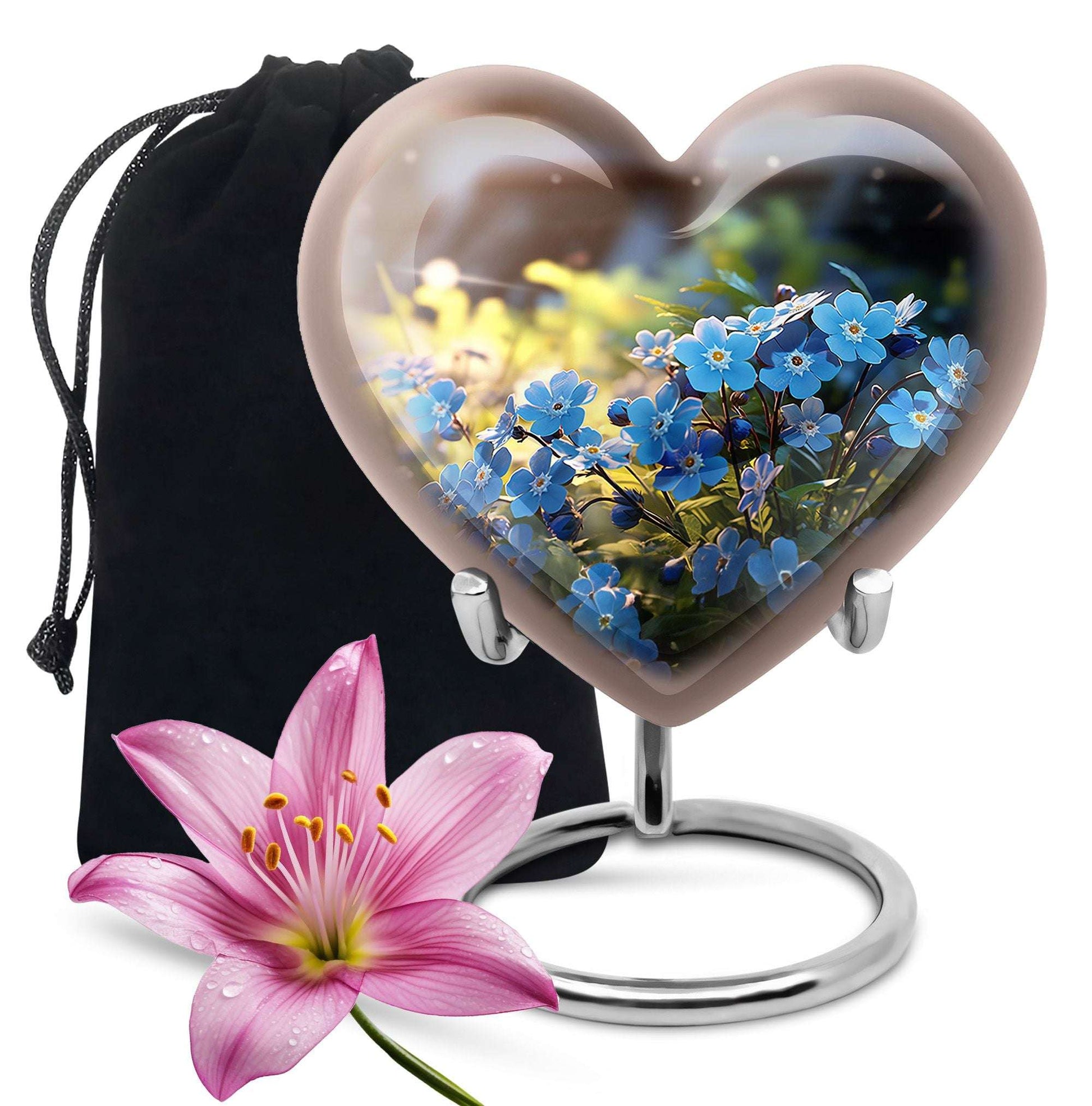 Forget Me Not Flower Cremation Urn for Human Ashes - Scorpion Grasses Urn