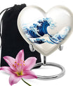 Ocean Waves White Cremation Urn for Mom's Memorial Burial