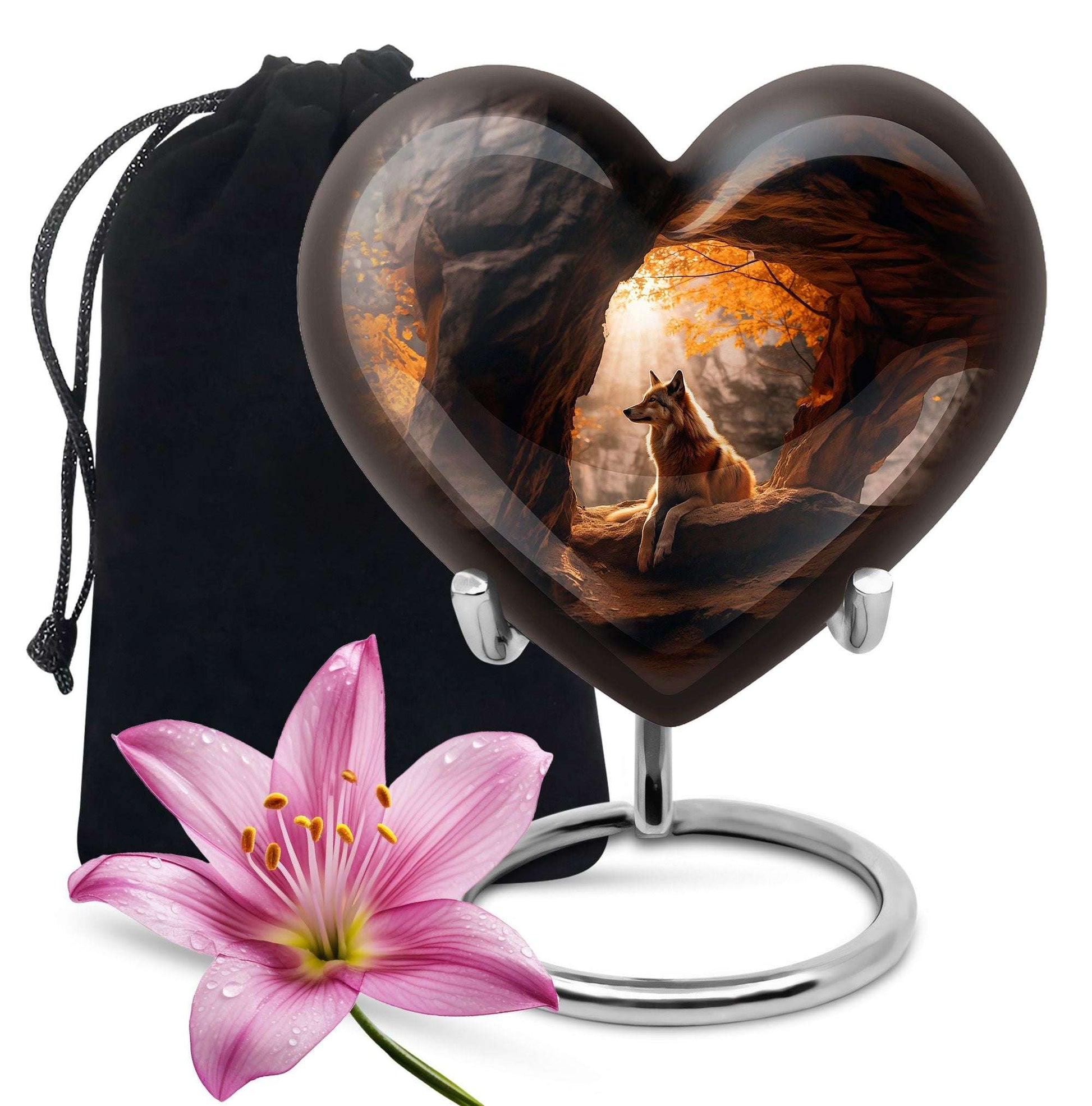 Wolf Adult Cremation Urns – Autumn Forest Cave Urns For Adult Male Ashes