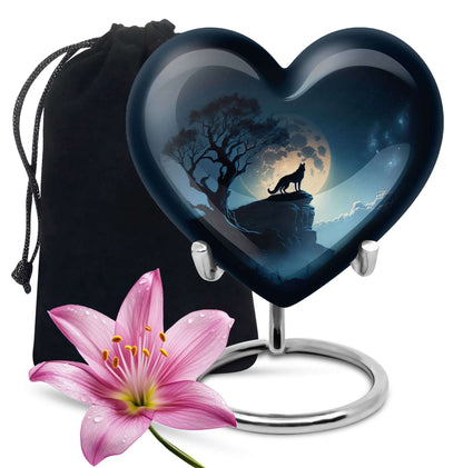 Wolf Cremation Keepsake Urn – Full Moon Night Funeral Ashes Urn