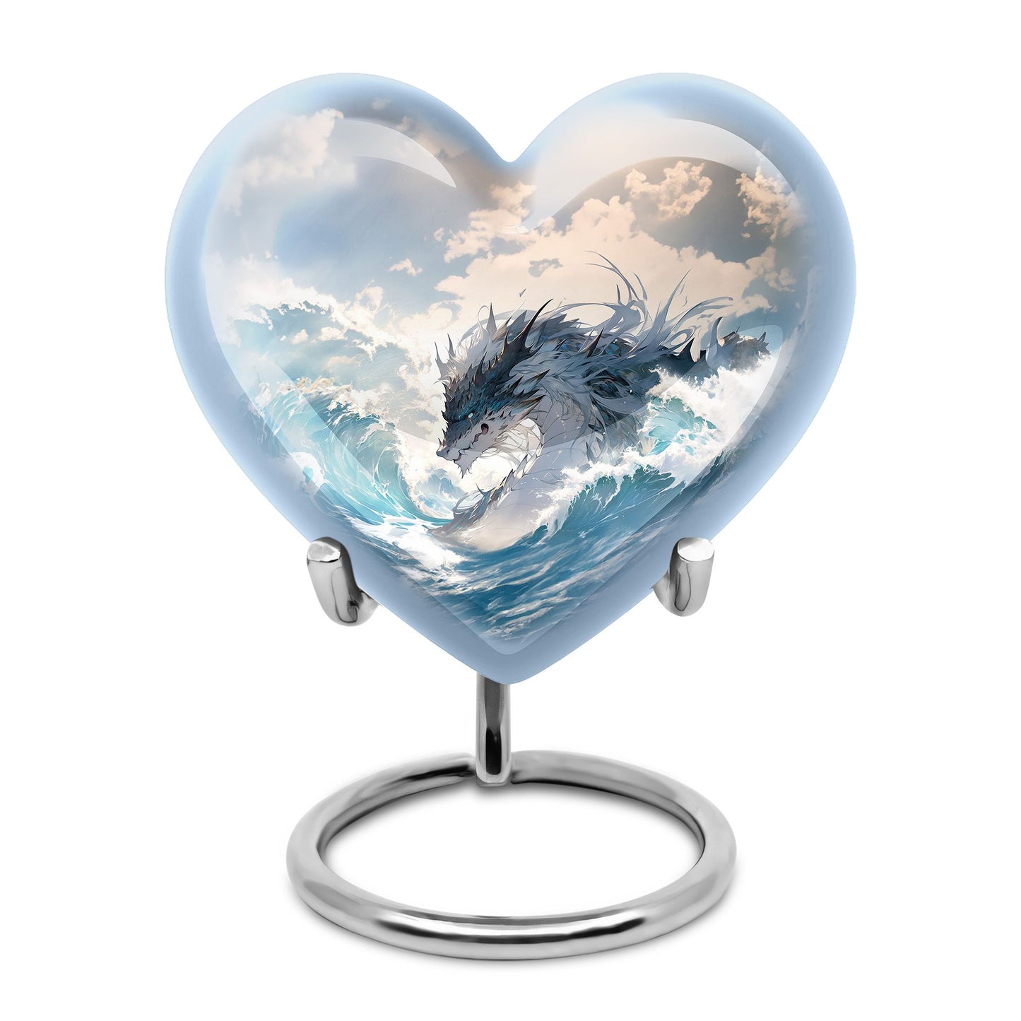 White Personalized Beach Cremation Urn for Human Ashes - 10-inch, 200 cu in - Yatskia