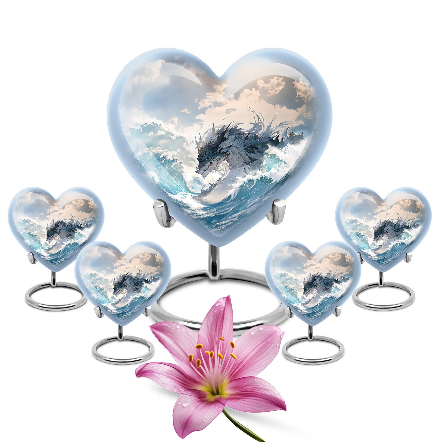 White Personalized Beach Cremation Urn for Human Ashes - 10-inch, 200 cu in - Yatskia