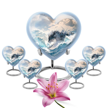 White Personalized Beach Cremation Urn for Human Ashes - 10-inch, 200 cu in - Yatskia
