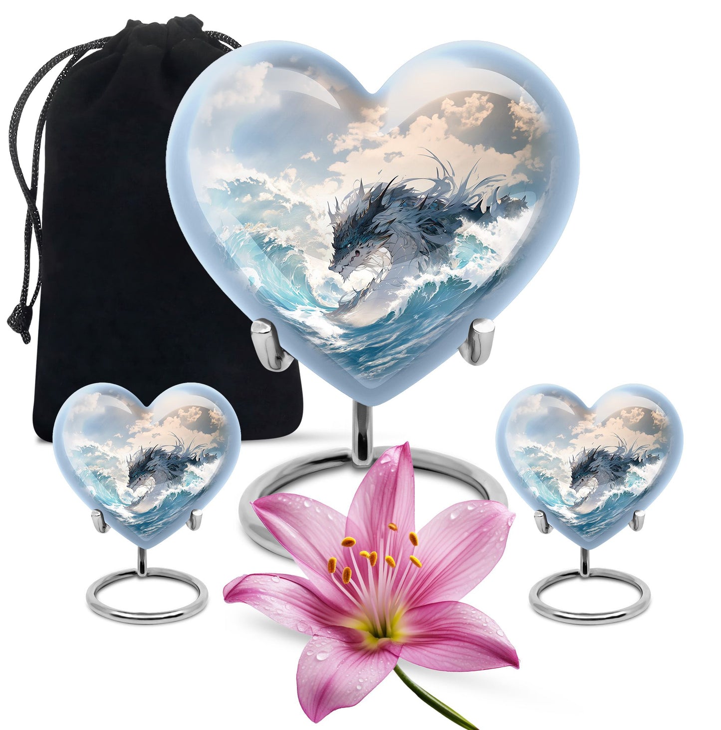 White Personalized Beach Cremation Urn for Human Ashes - 10-inch, 200 cu in - Yatskia
