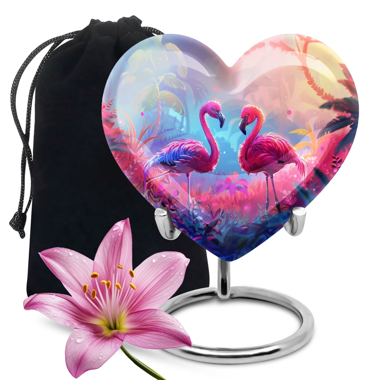 Pink Personalized Bird Cremation Urn for Men & Women - 10-inch, 200 cu in - Yatskia