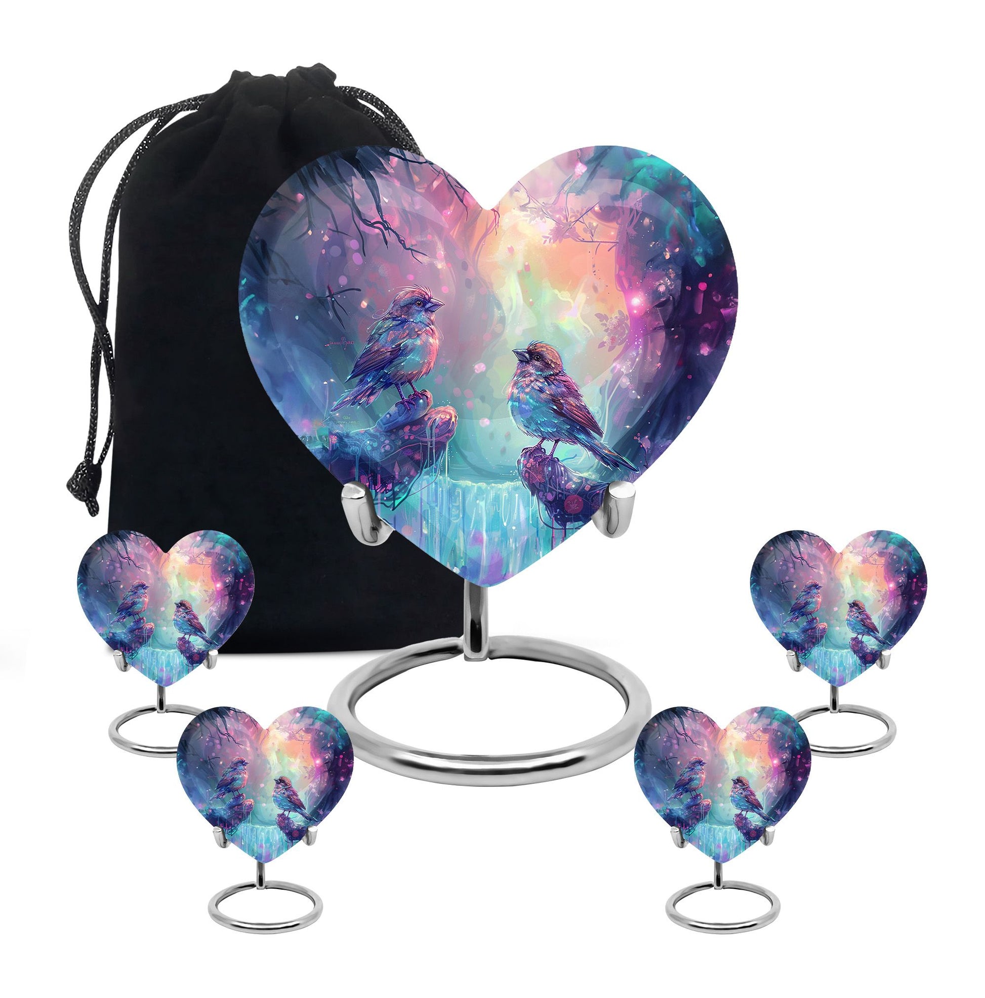 Colorful Birds Cremation Urn for Human Ashes For Mom and Dad