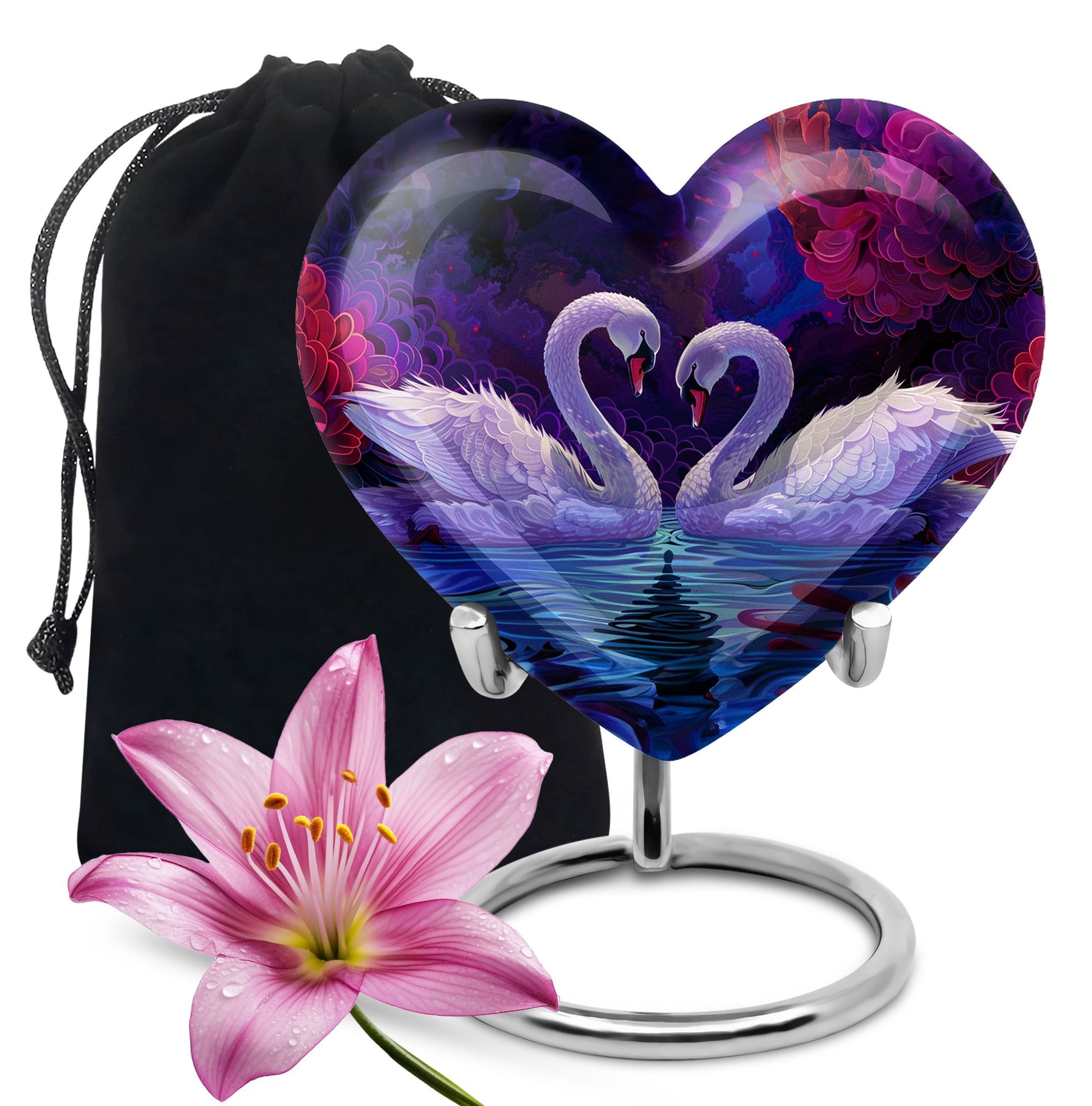 Dual Swan Cremation Urns For Human Ashes - Burial Urns For Adult