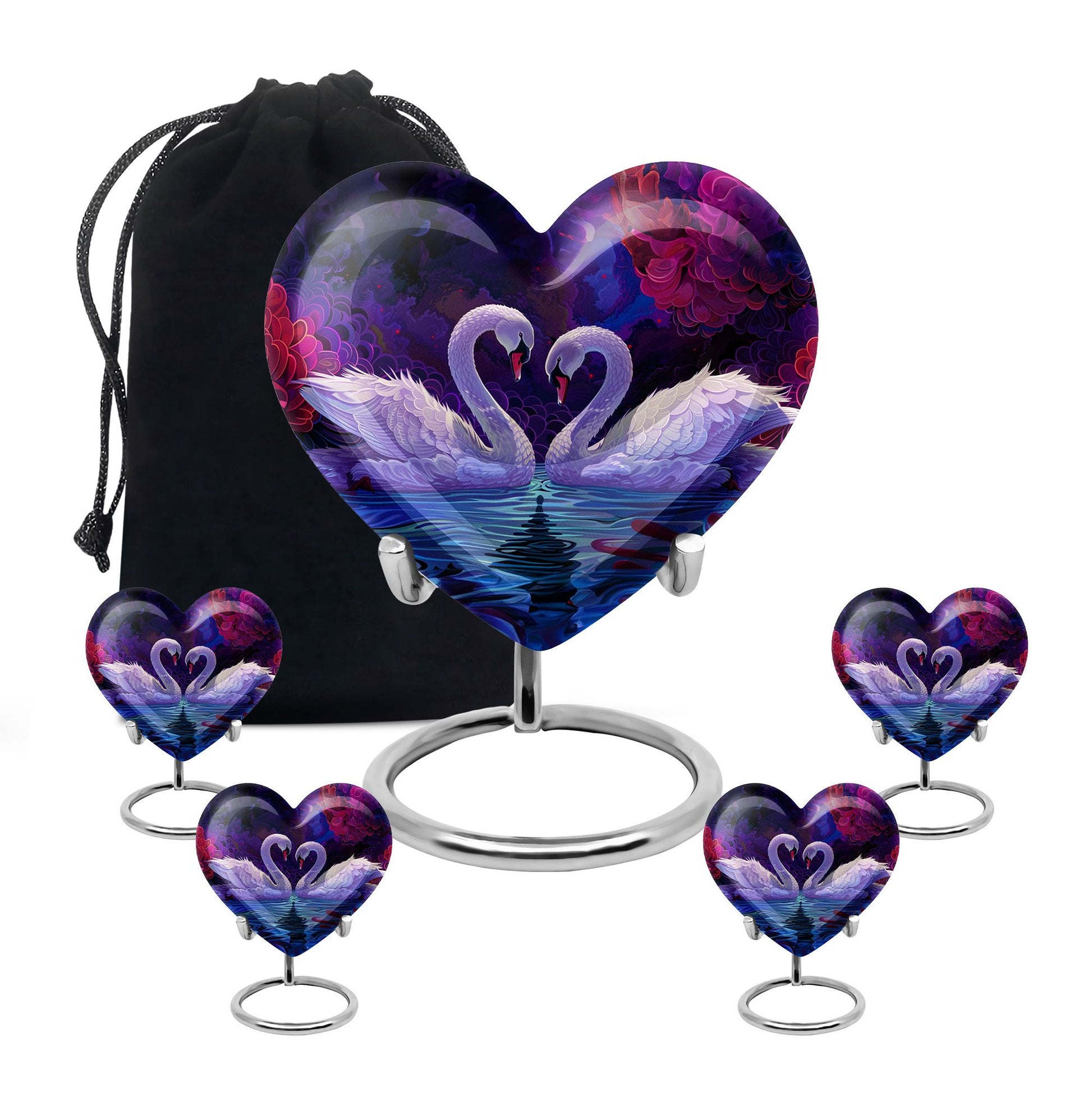 Dual Swan Cremation Urns For Human Ashes - Burial Urns For Adult