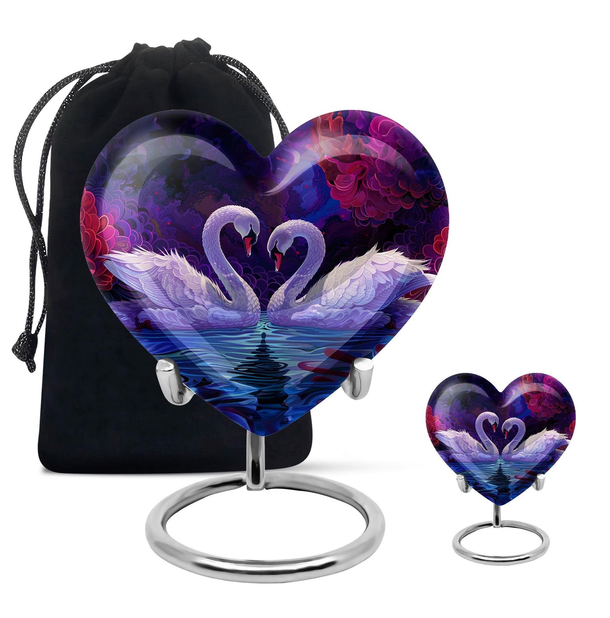 Dual Swan Cremation Urns For Human Ashes - Burial Urns For Adult