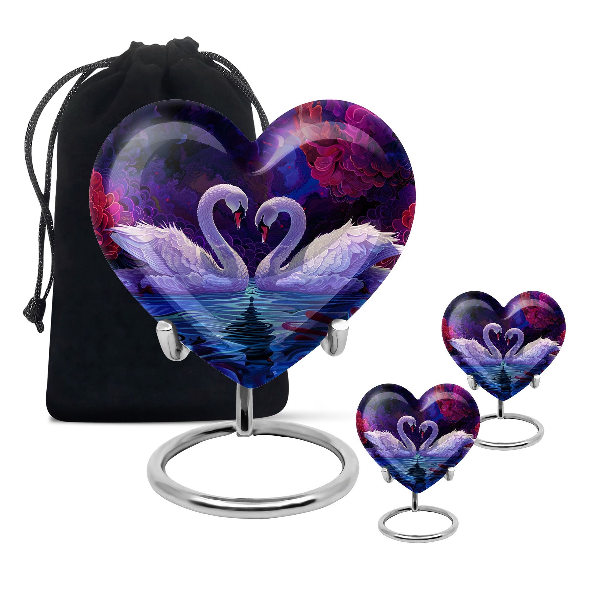 Dual Swan Cremation Urns For Human Ashes - Burial Urns For Adult