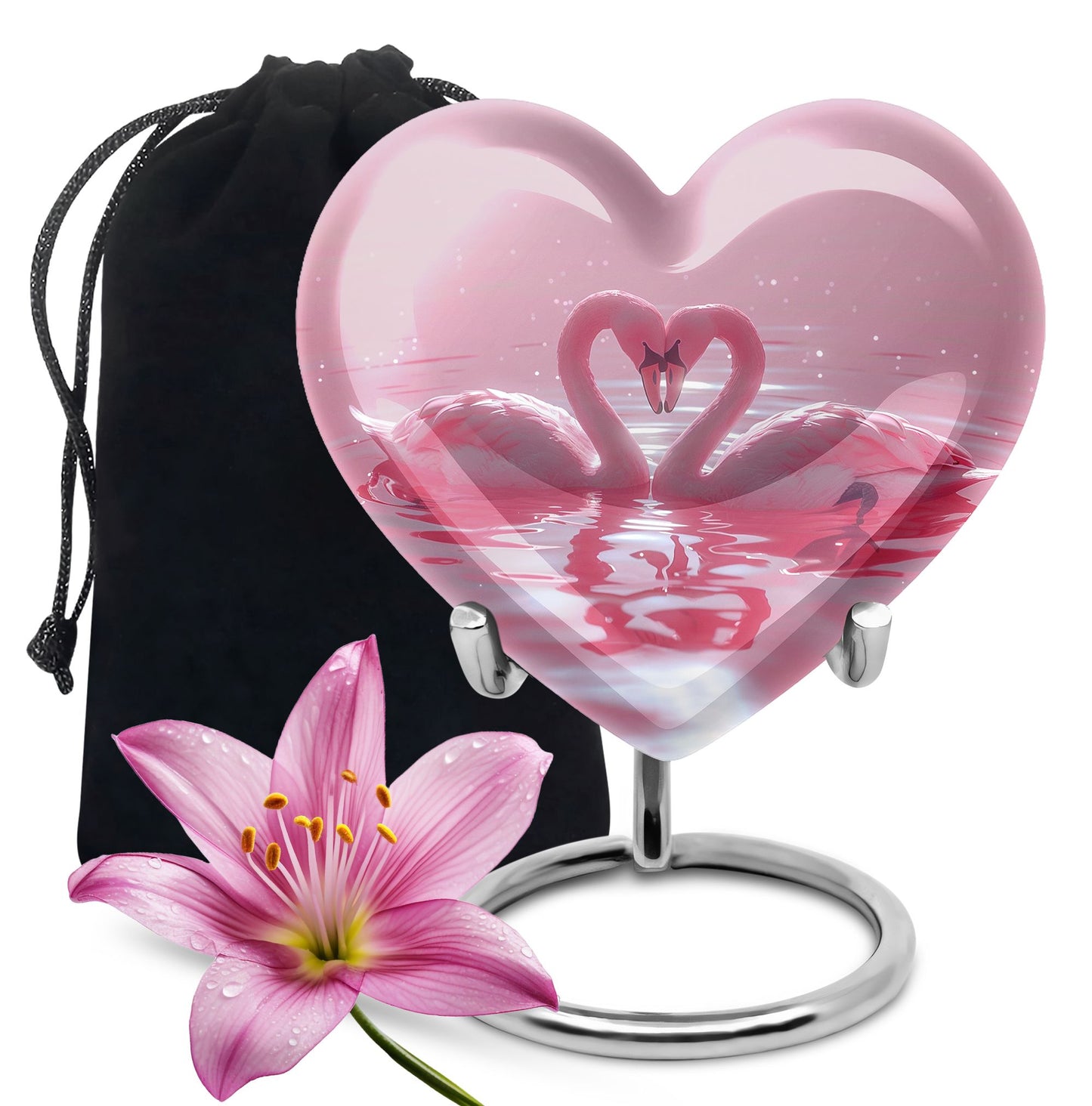 Pink Personalized Bird Memorial Urn for Human Ashes - 10-inch, 200 cu in - Yatskia