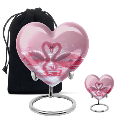 Pink Personalized Bird Memorial Urn for Human Ashes - 10-inch, 200 cu in - Yatskia