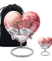 Elegant White Swan Urn – Pink Cherry Blossom Design For Human Ashes