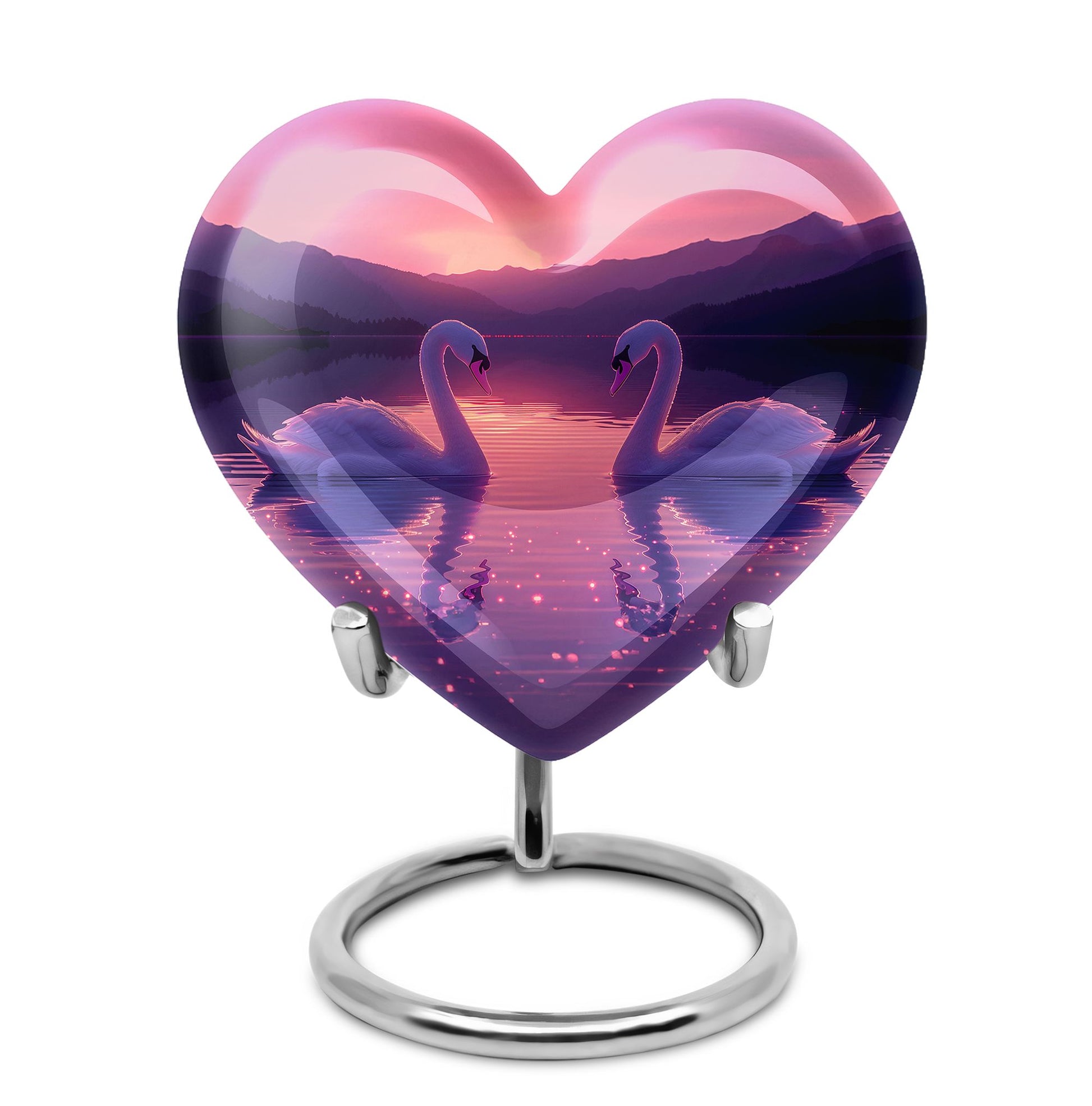 Pink Couple Swan Urn – Elegant Memorial Cremation Urn For Couple Ashes
