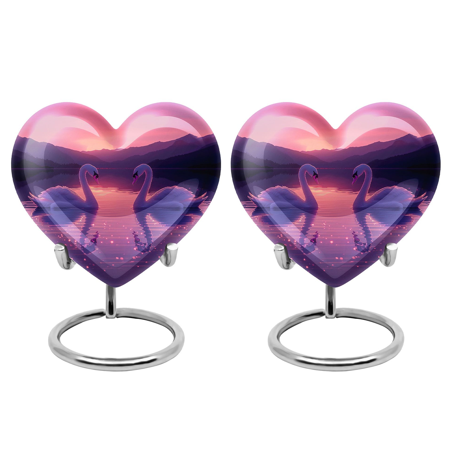 Pink Couple Swan Urn – Elegant Memorial Cremation Urn For Couple Ashes