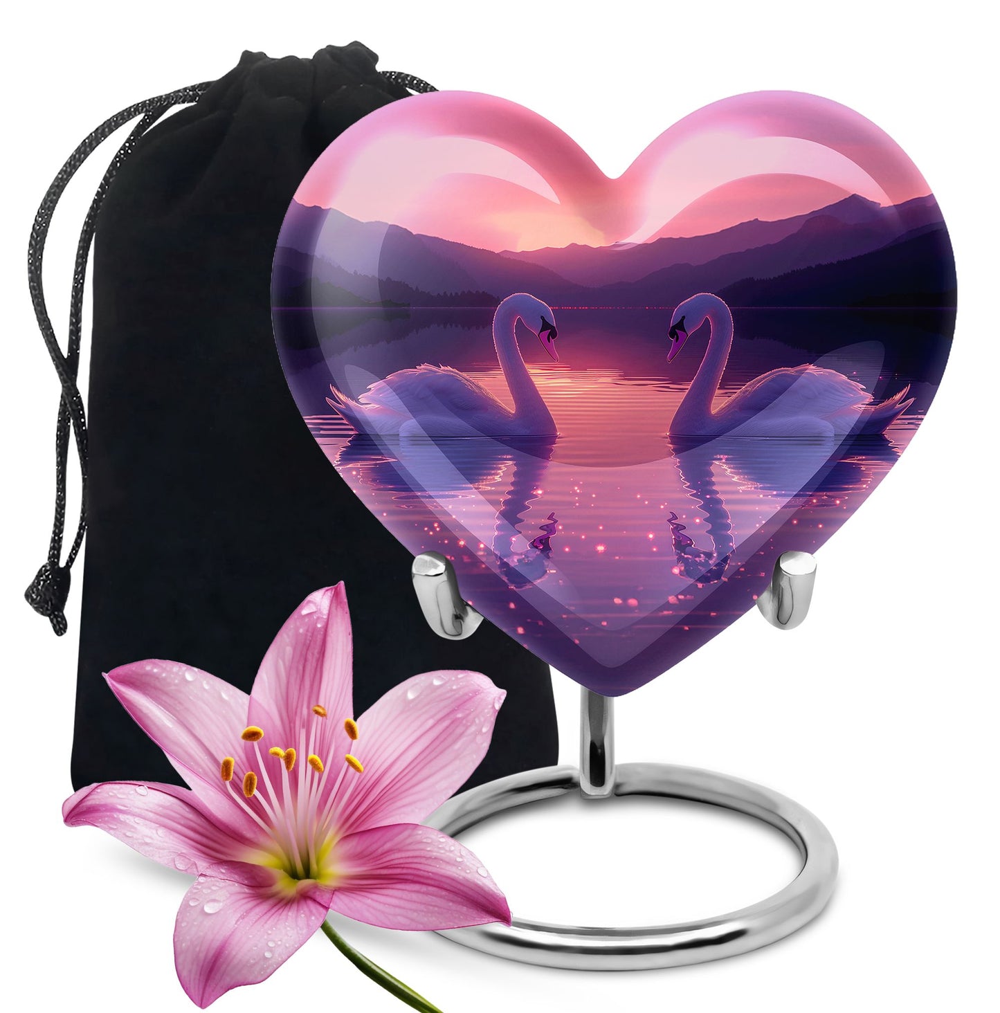 Pink Personalized Bird Cremation Urn for Human Ashes - 10-inch, 200 cu in - Yatskia