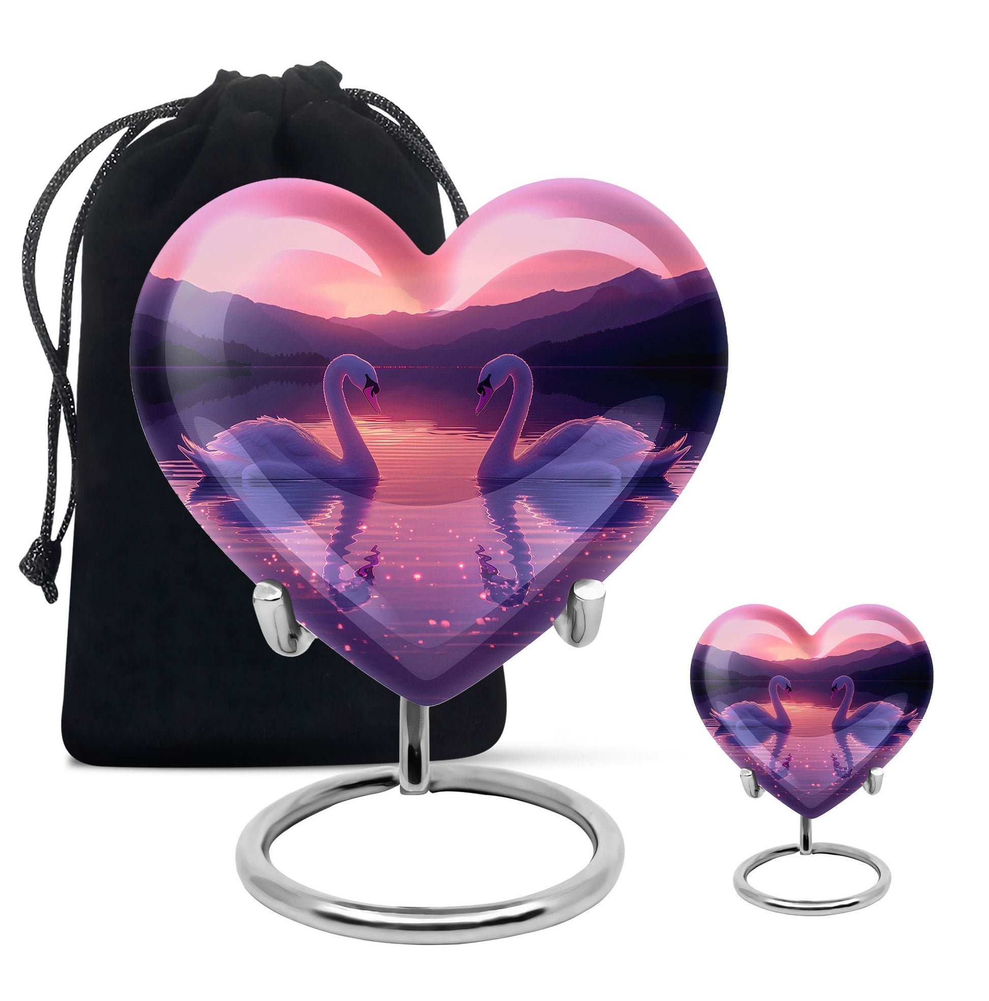 Pink Couple Swan Urn – Elegant Memorial Cremation Urn For Couple Ashes