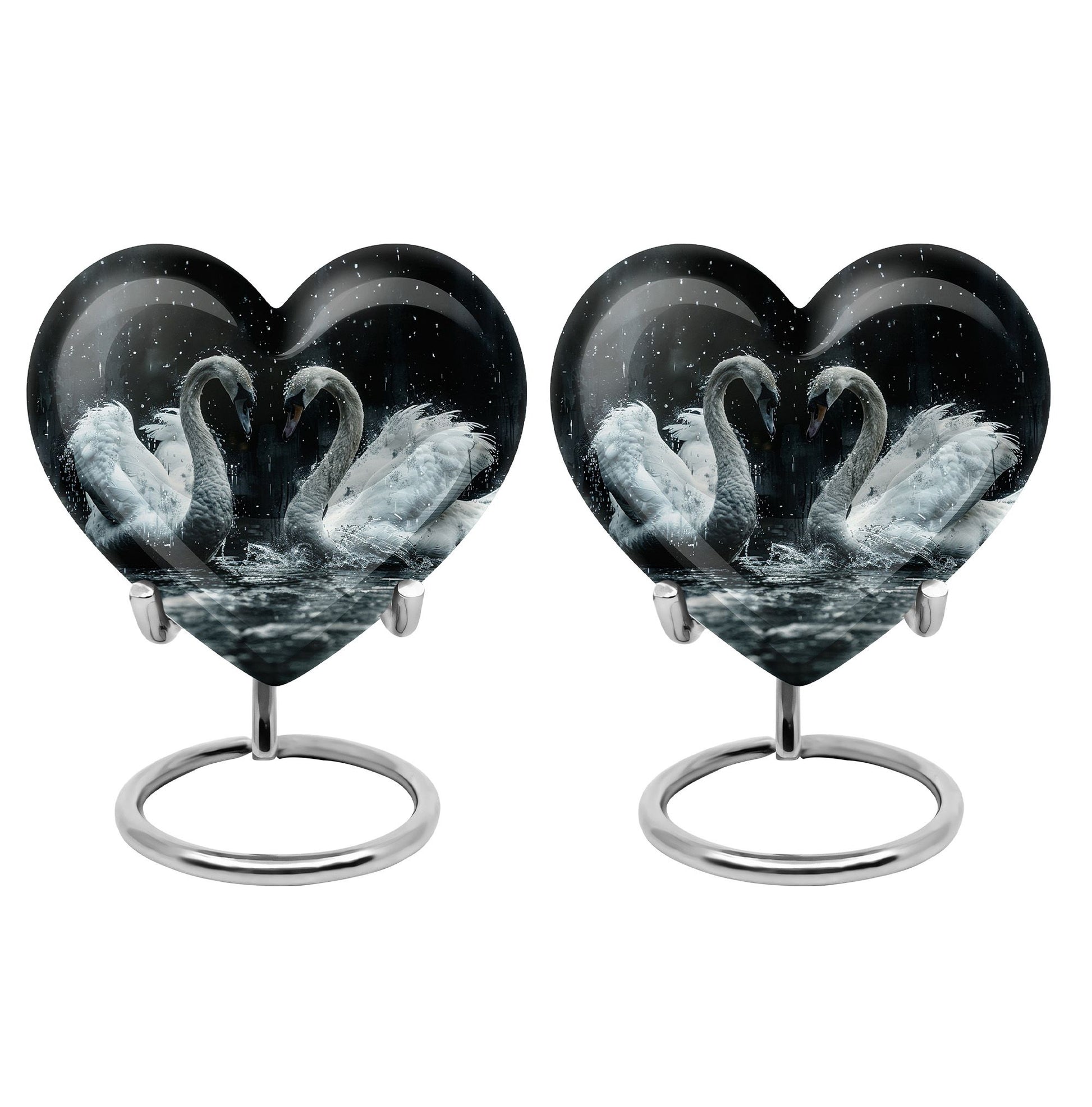 Double Swan Cremation Urns For Human Ashes - Memorial Urn for Mom and Dad