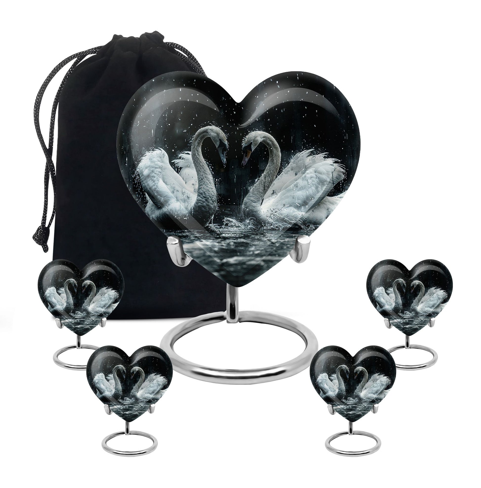 Double Swan Cremation Urns For Human Ashes - Memorial Urn for Mom and Dad