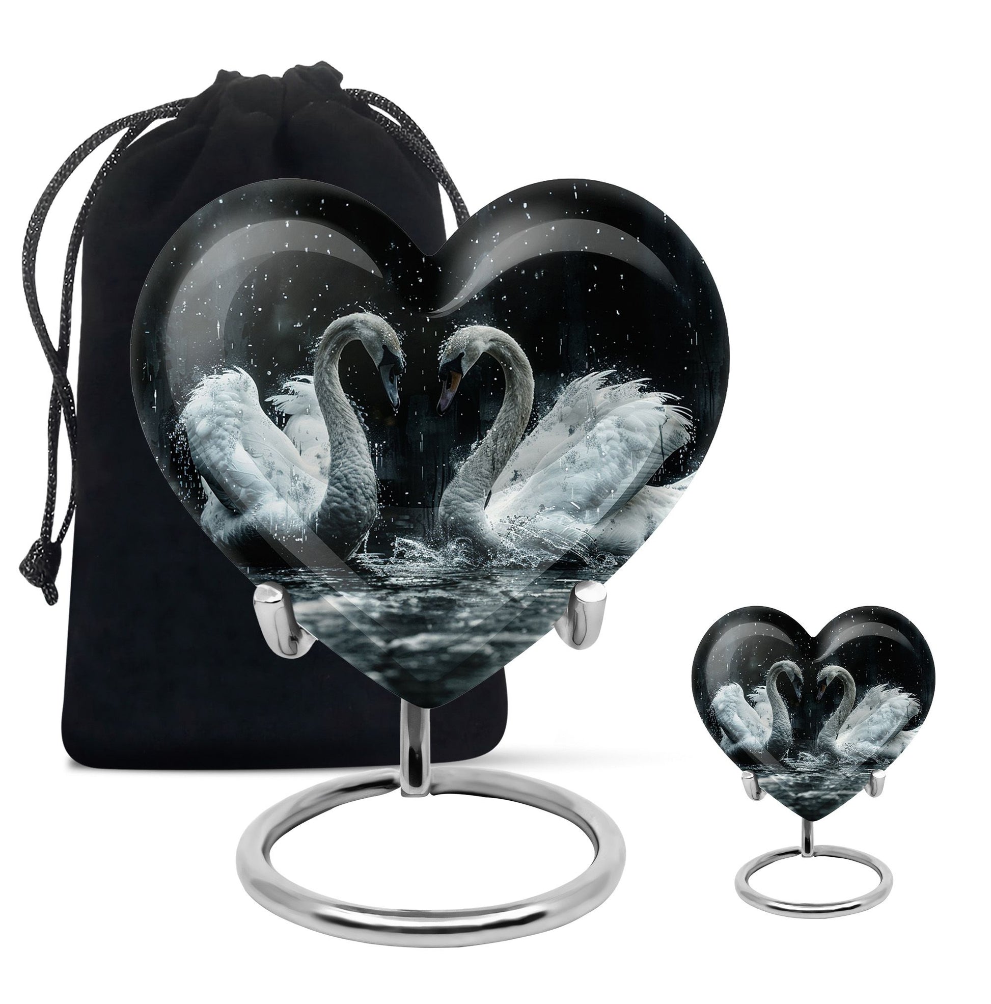 Double Swan Cremation Urns For Human Ashes - Memorial Urn for Mom and Dad