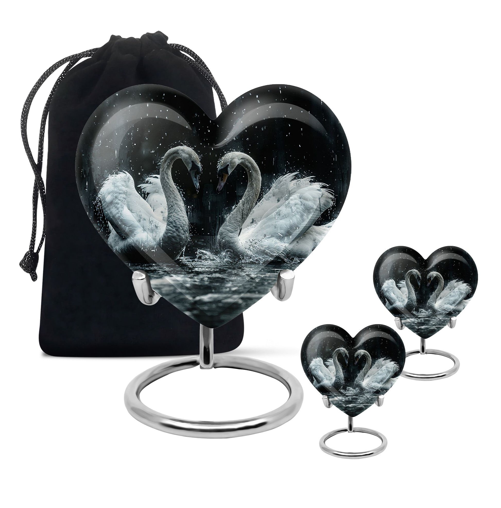 Double Swan Cremation Urns For Human Ashes - Memorial Urn for Mom and Dad