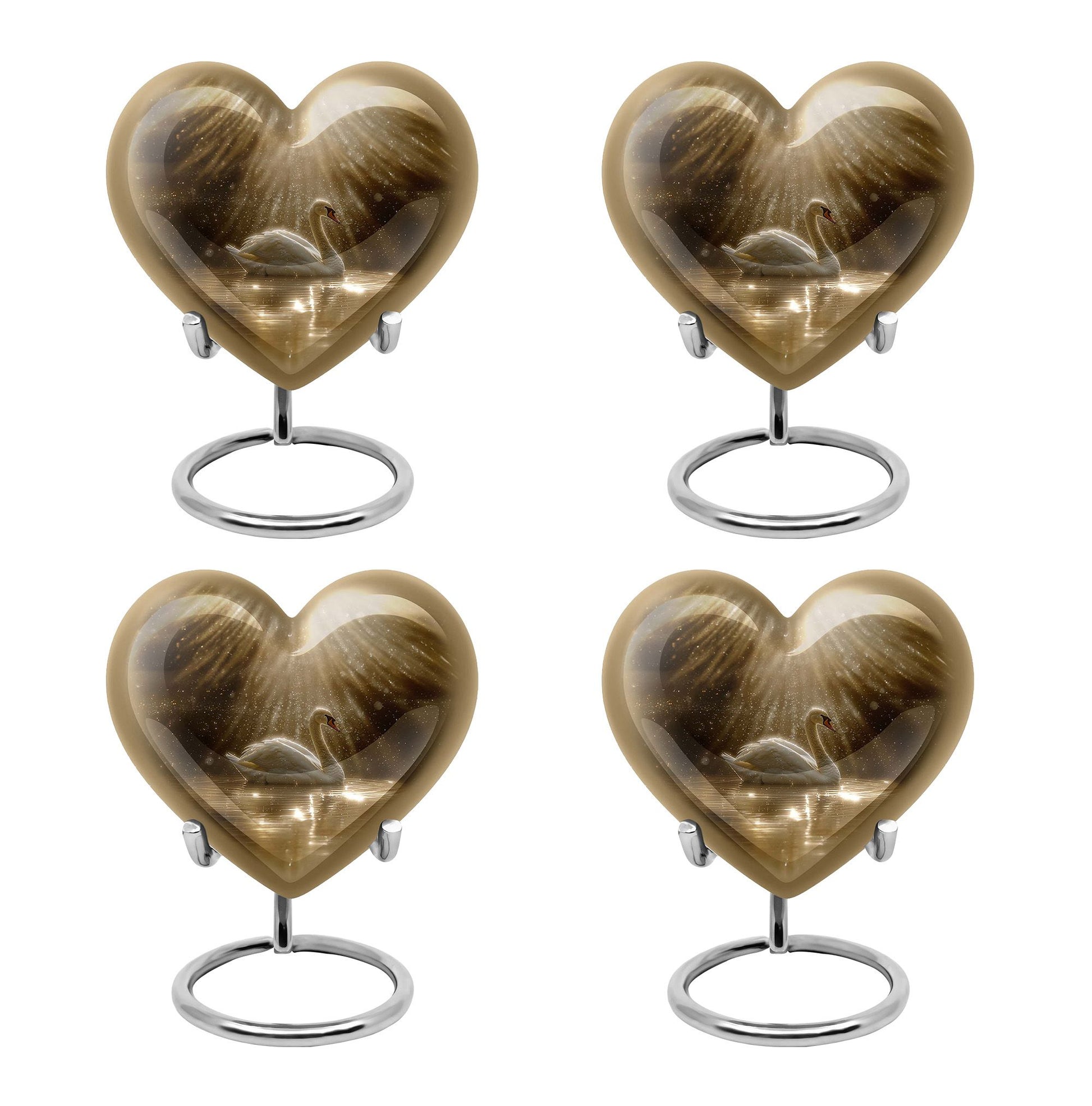 Golden Light Swan Cremation Urn for Human Ashes  - Memorial Urn for Adults