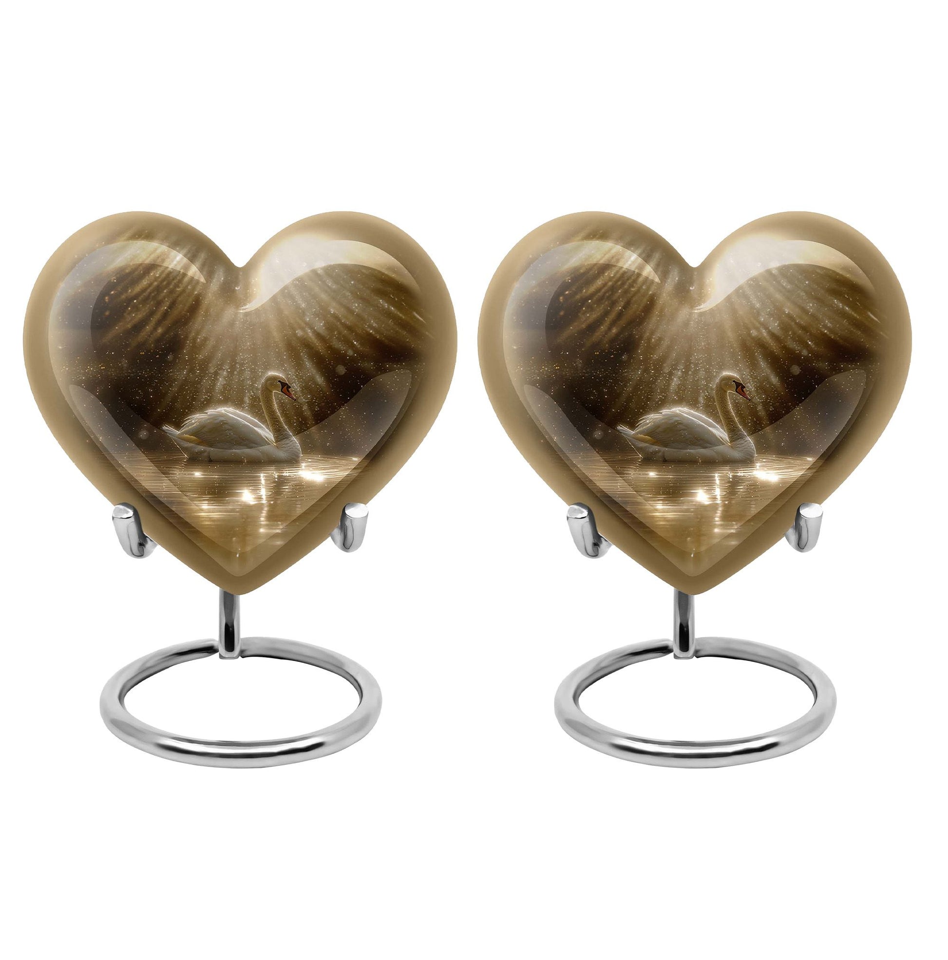 Golden Light Swan Cremation Urn for Human Ashes  - Memorial Urn for Adults