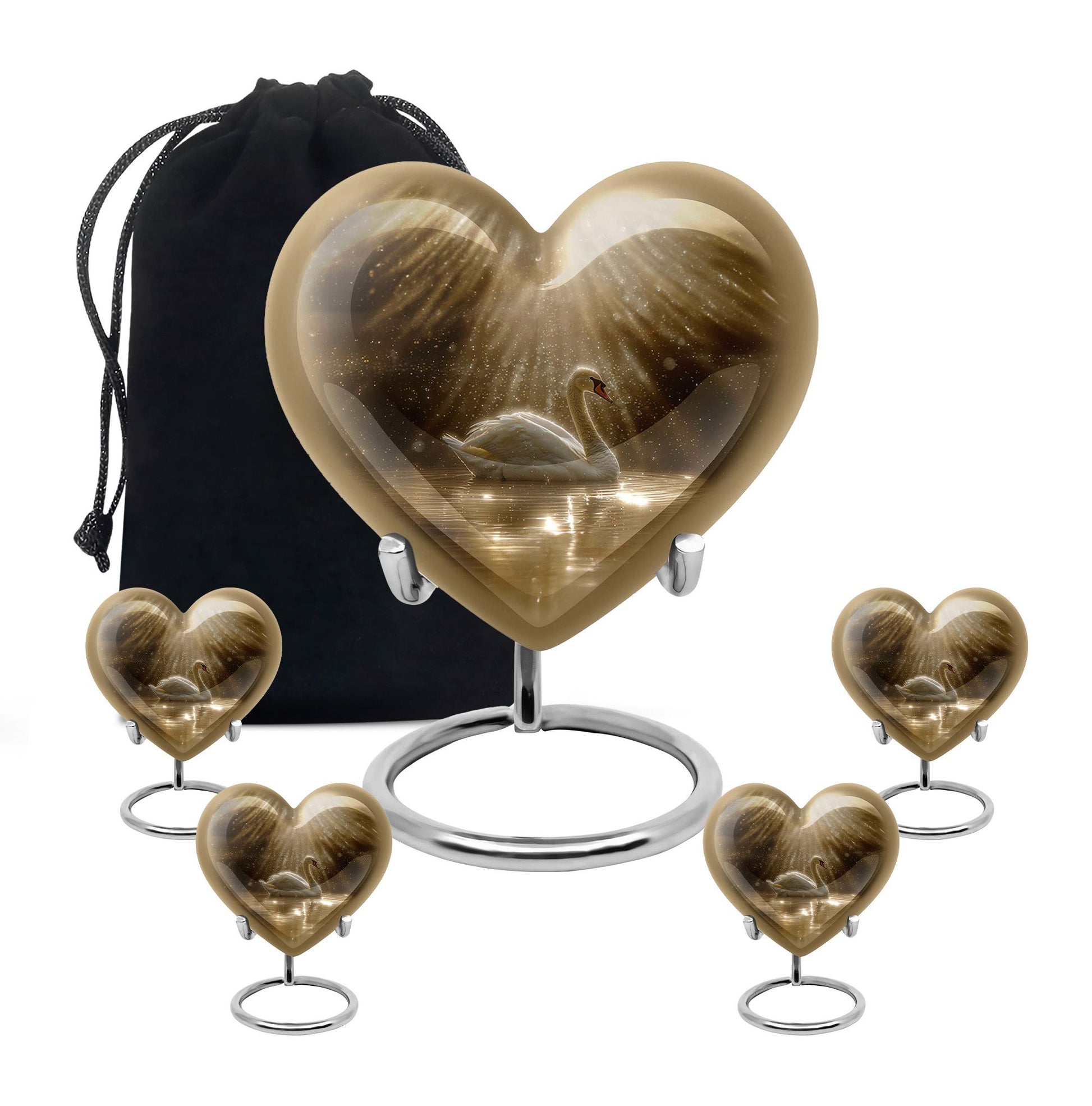 Golden Light Swan Cremation Urn for Human Ashes  - Memorial Urn for Adults