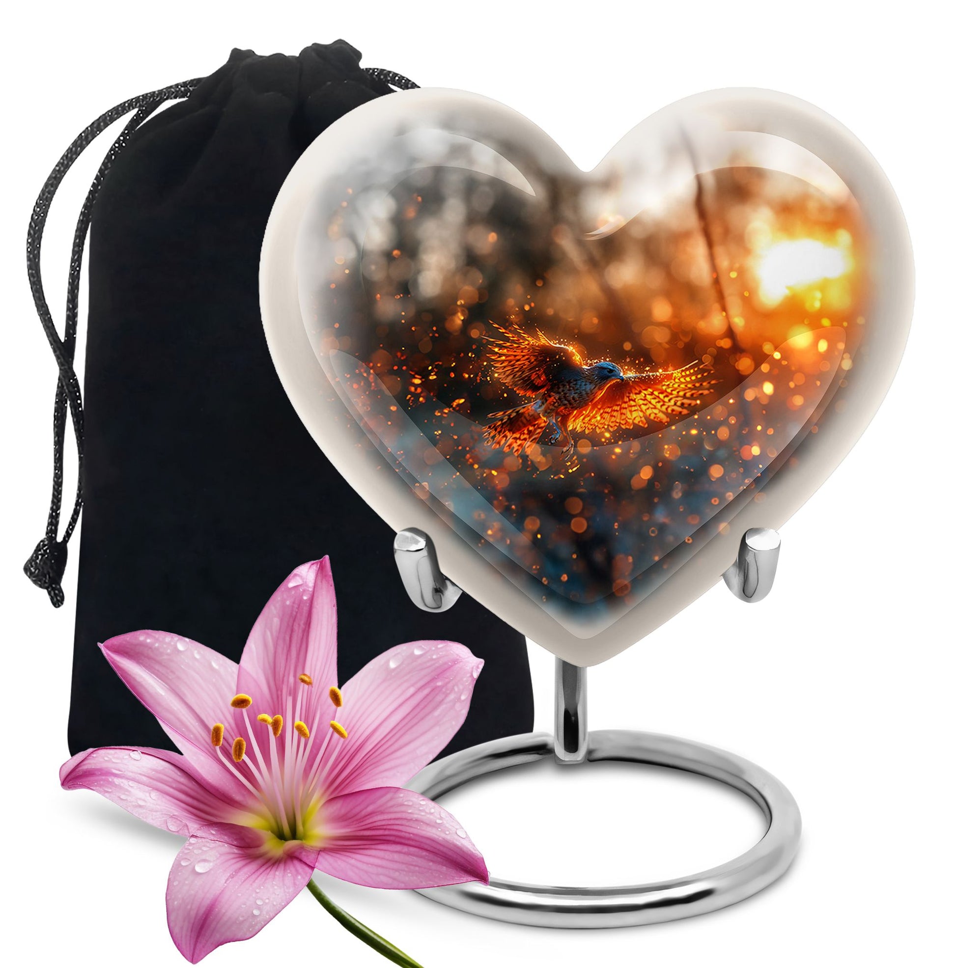 Elegant Phoenix Bird Cremation Urn - Unique Memorial Keepsake for Ashes