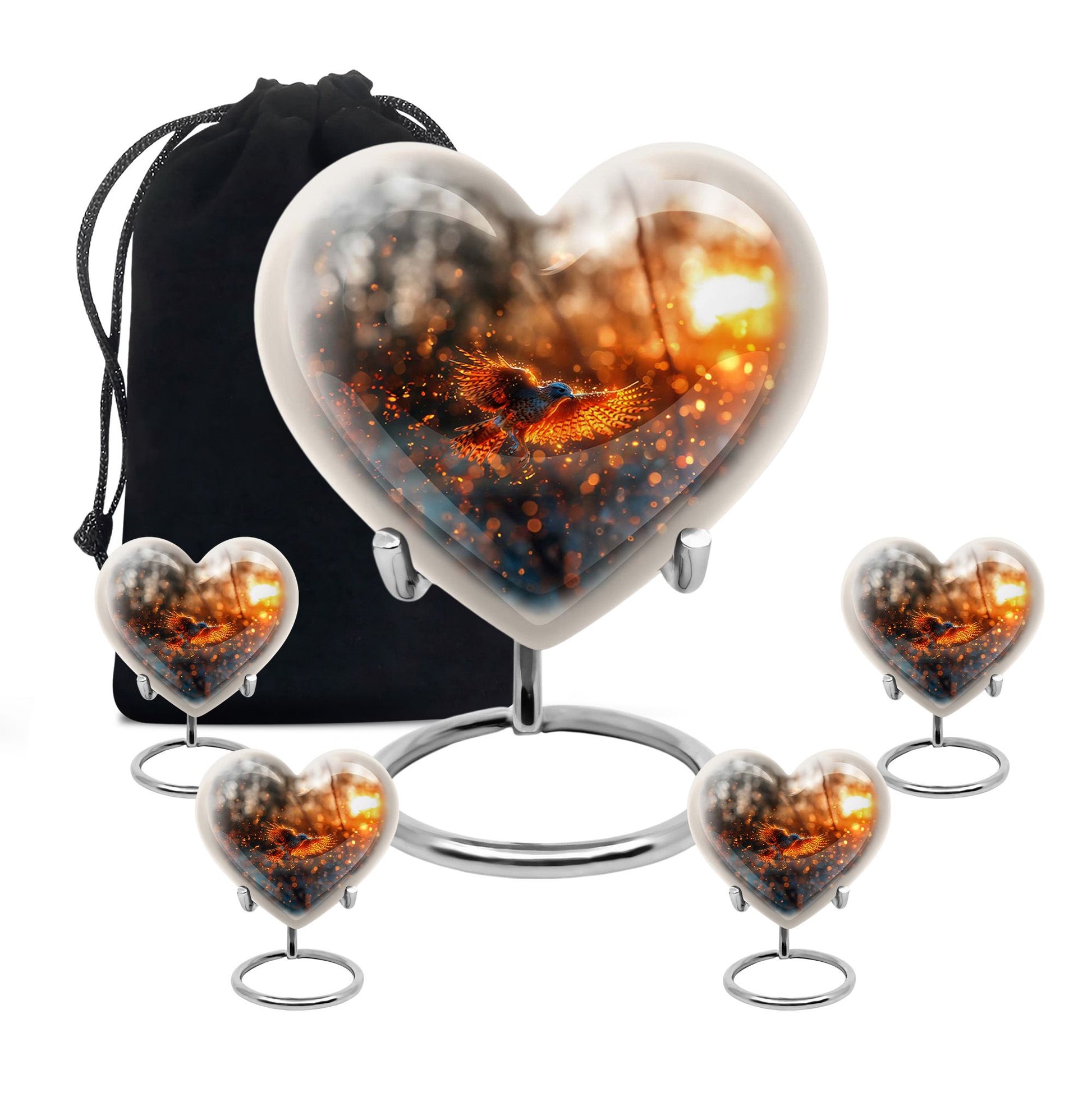 Elegant Phoenix Bird Cremation Urn - Unique Memorial Keepsake for Ashes