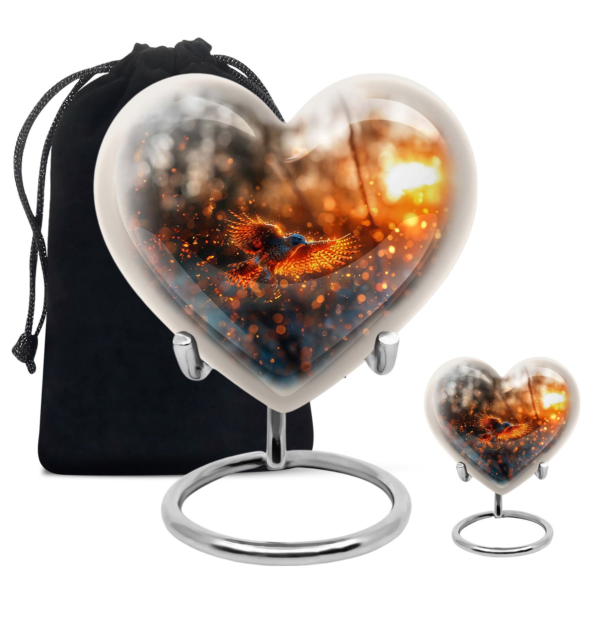 Elegant Phoenix Bird Cremation Urn - Unique Memorial Keepsake for Ashes