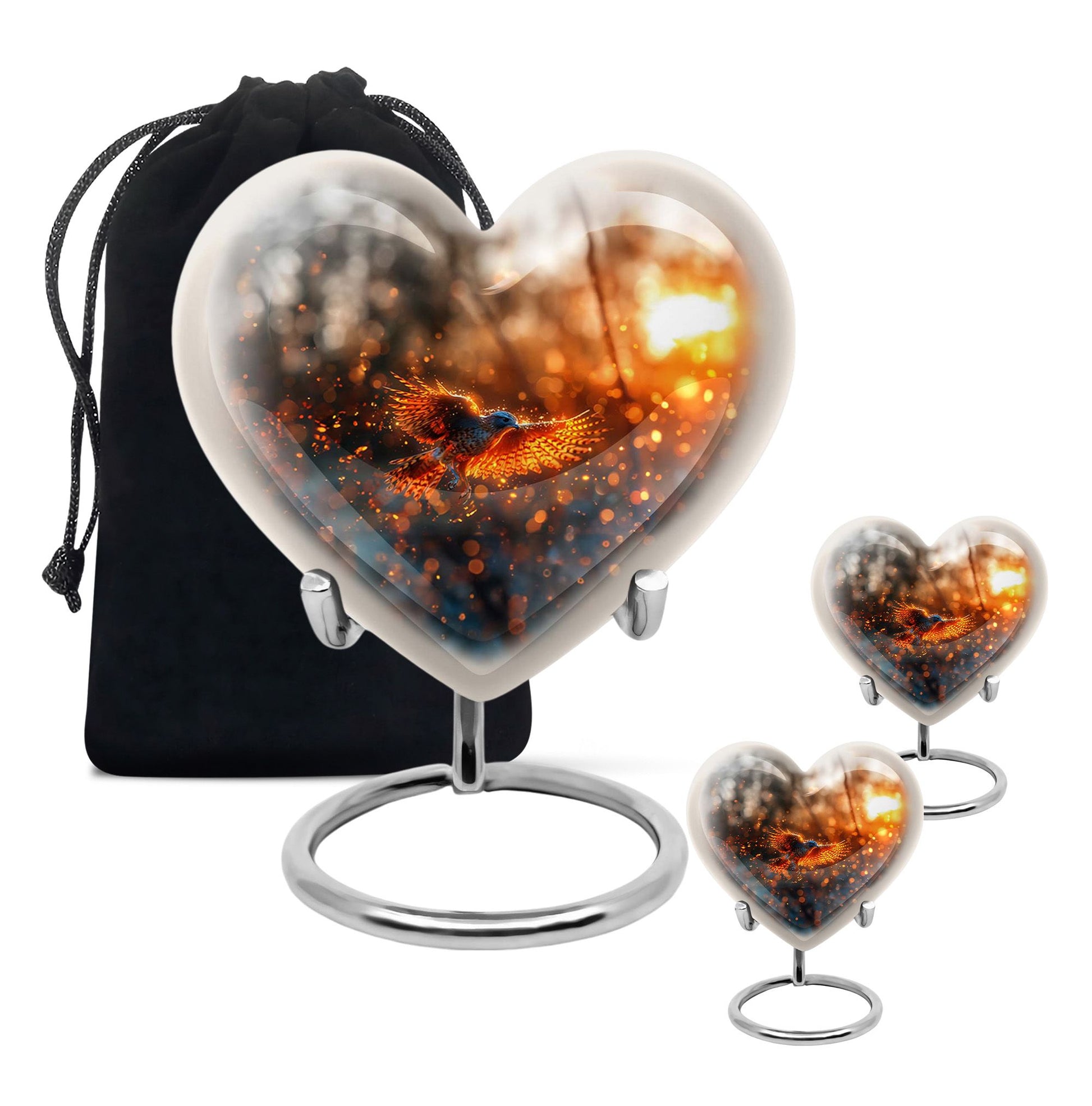 Elegant Phoenix Bird Cremation Urn - Unique Memorial Keepsake for Ashes