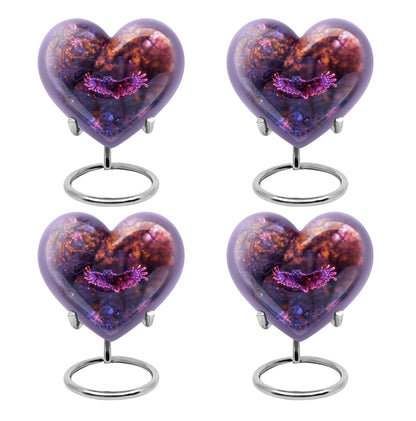 Owl Urn for Human Ashes, With Spread Purple Glowing Wings, Cremation Urn