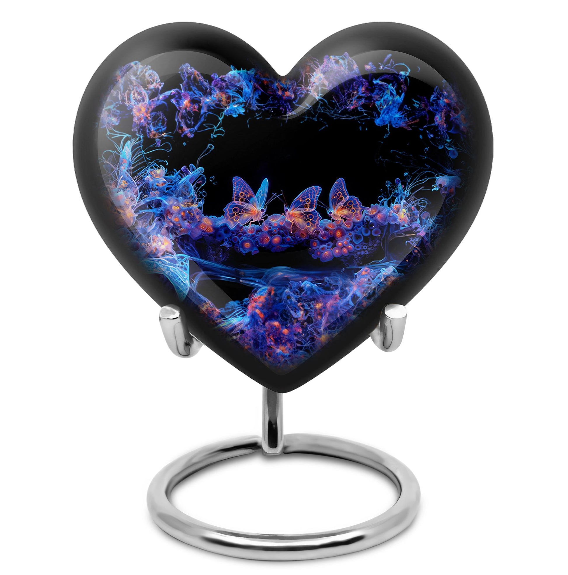 Neon Butterfly Nebula Black Urns - Butterfly Urns For Memorial