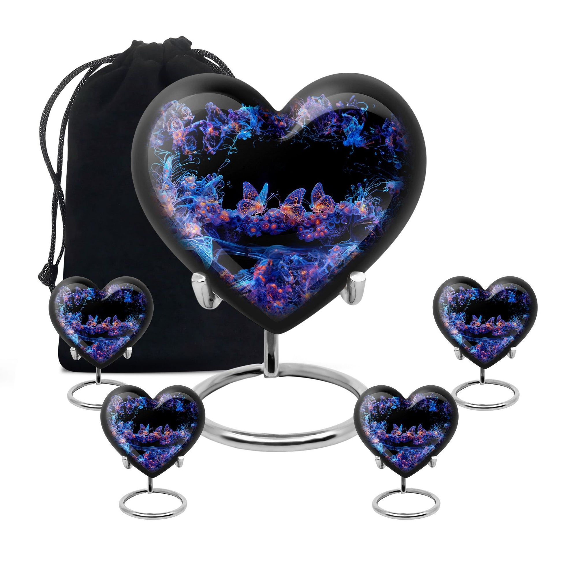 Neon Butterfly Nebula Black Urns - Butterfly Urns For Memorial