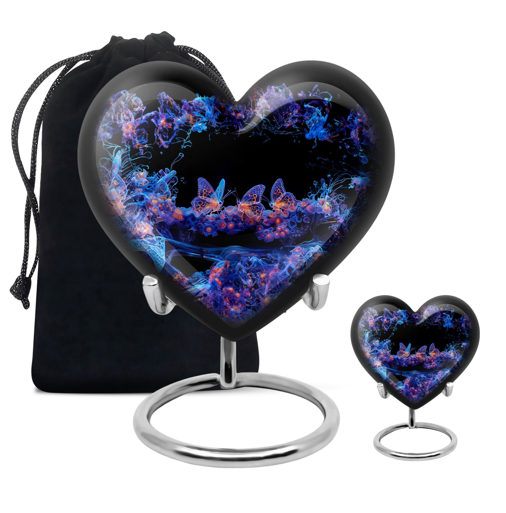 Neon Butterfly Nebula Black Urns - Butterfly Urns For Memorial
