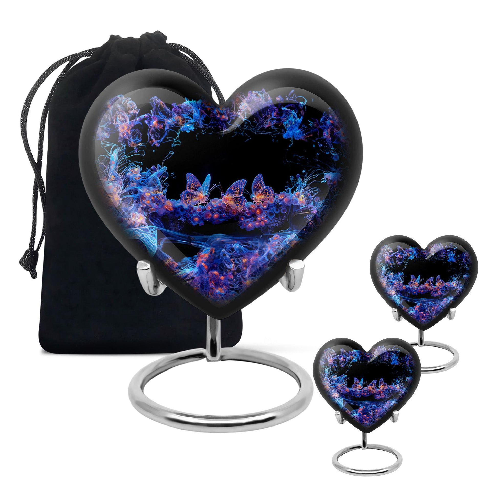 Neon Butterfly Nebula Black Urns - Butterfly Urns For Memorial